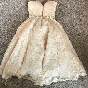 Unique Vintage Champagne Prom/Semi Formal Dress